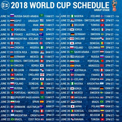 world cup russia schedule